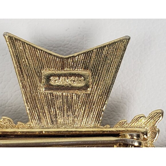 1983 Avon Maltese Cross Allegro Collection Amber Color Gold Tone Brooch Pendant - Picture 11 of 13